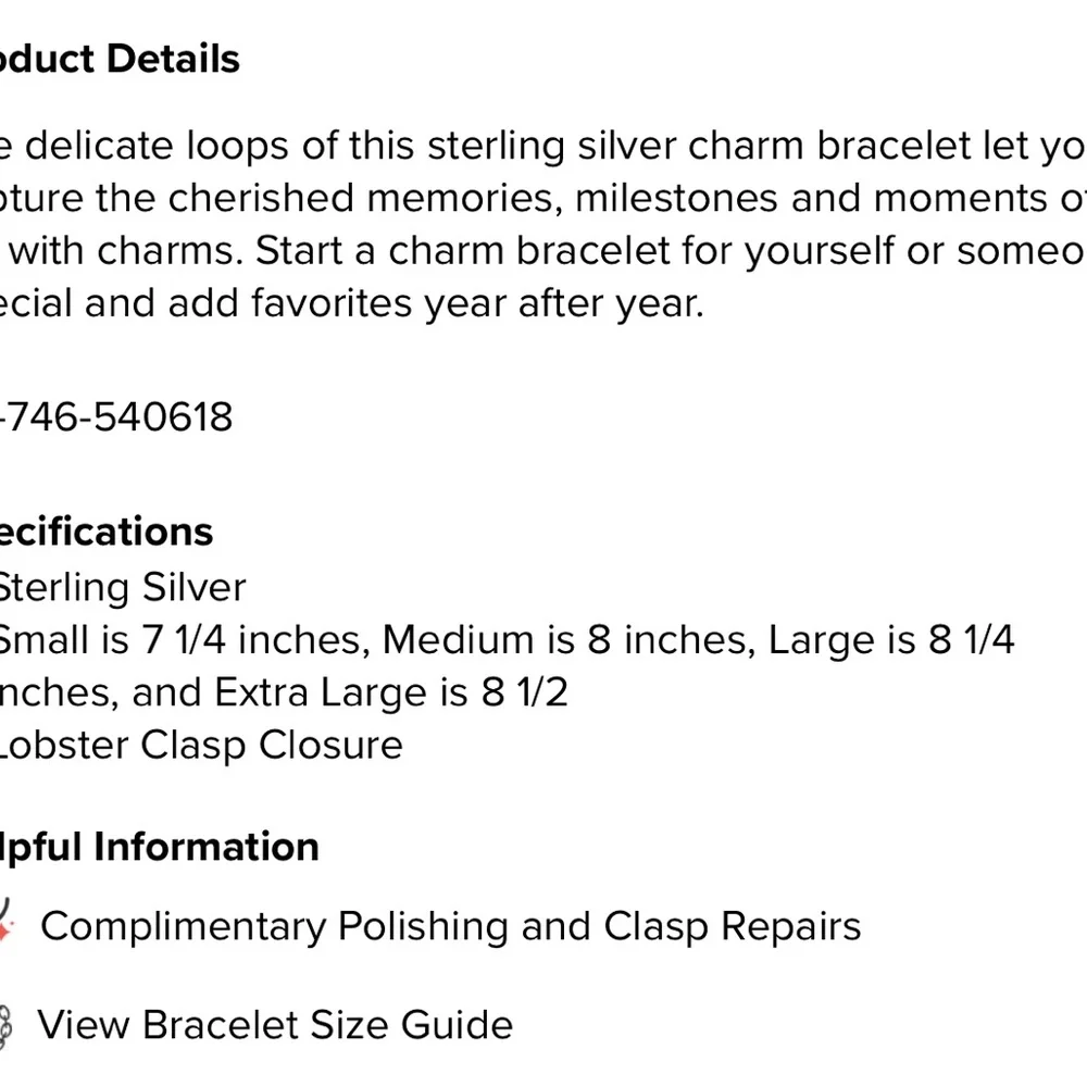 James Avery double linked charm bracelet small - Picture 6 of 7